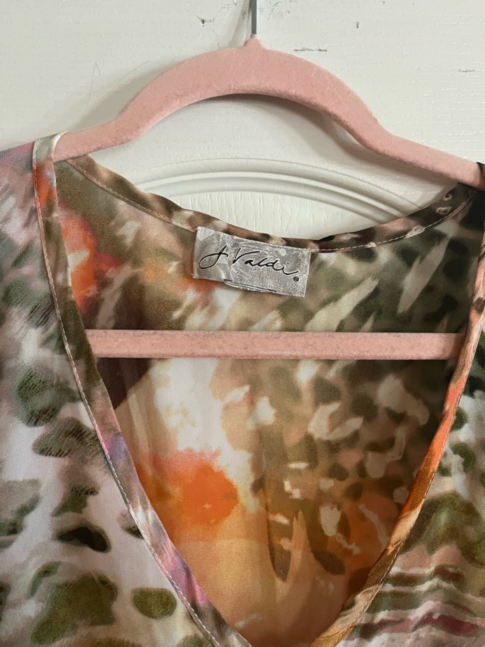 Boho V-Neck Tie-Waist Swim Coverup in Pink, Green & Gold - Picture 3 of 3